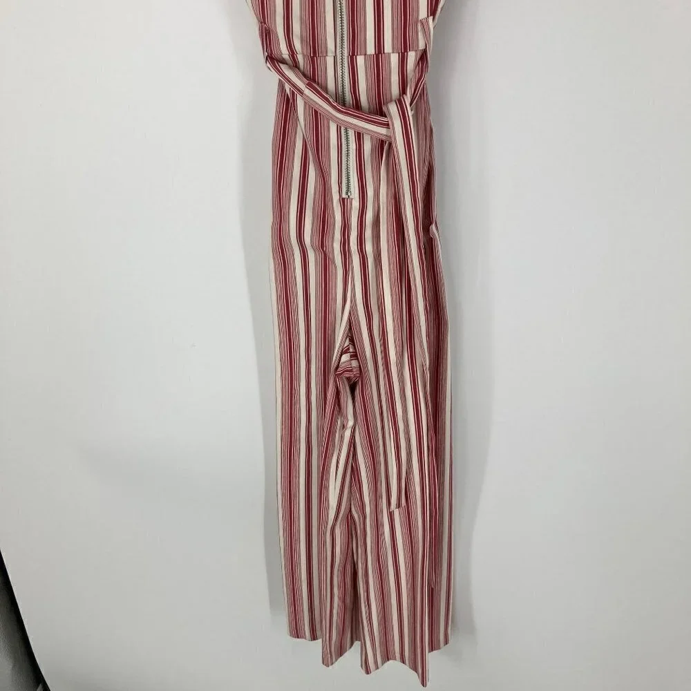 NWT Romeo + Juliet Couture red striped wide leg jumpsuit sz L - Picture 6 of 12